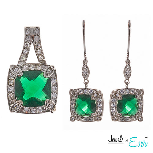 Jewels 4 Ever Women's CZ Fashion Jewelry Set with Pendant and Earrings