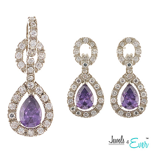 Jewels 4 Ever Women's CZ Fashion Jewelry Set with Pendant and Earrings