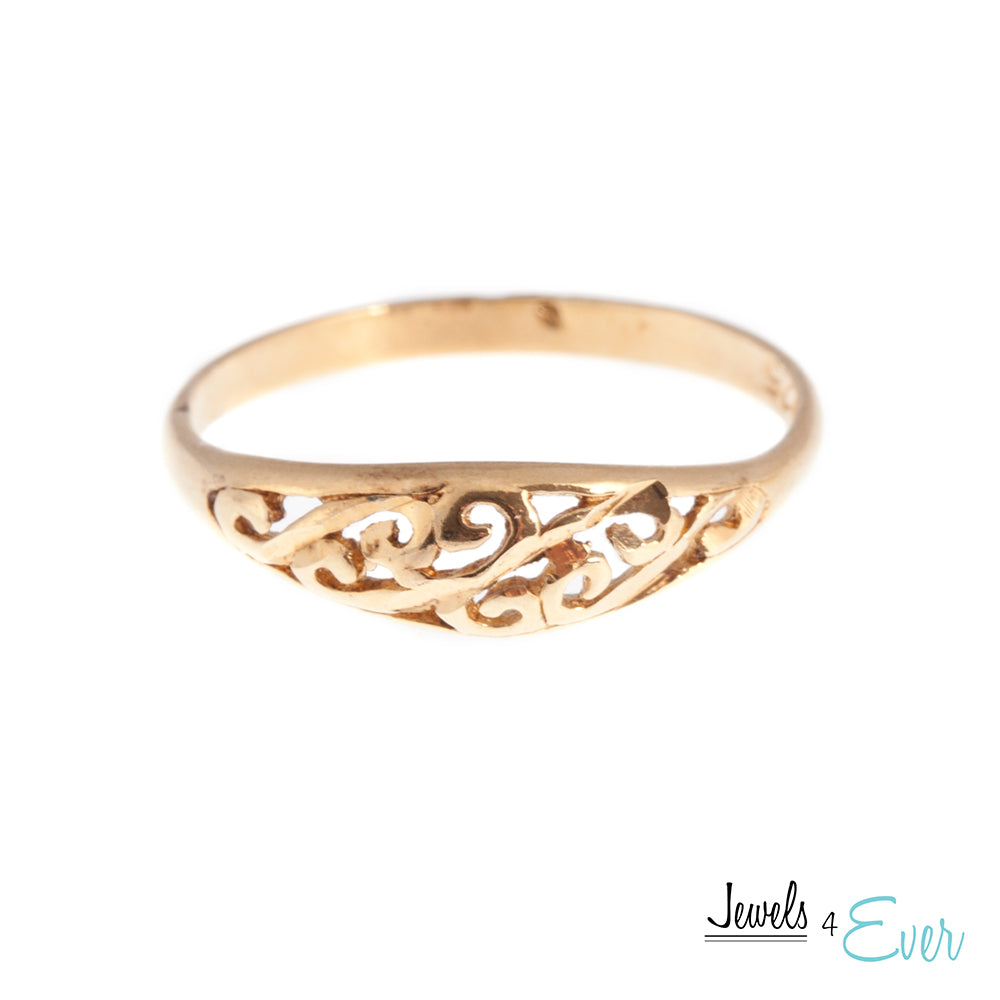 Sterling Silver Vintage Vermeil Ring with 22kt Yellow Gold plating