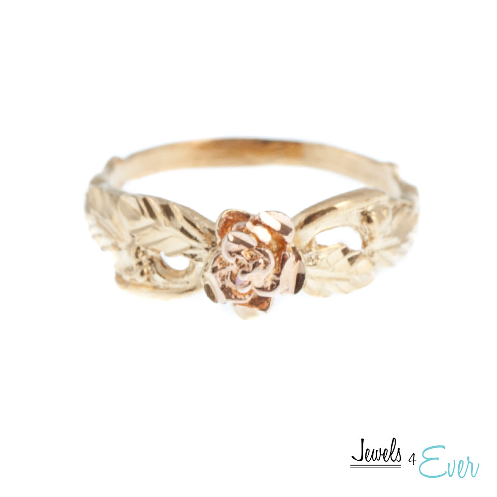 Sterling Silver Vintage Vermeil Rose Gold Ring with 22kt Yellow Gold plating