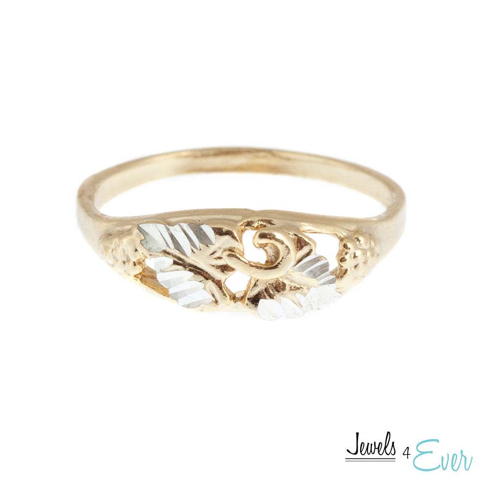 Sterling Silver Vintage Vermeil Grape Leaf Ring with 22kt Yellow Gold plating