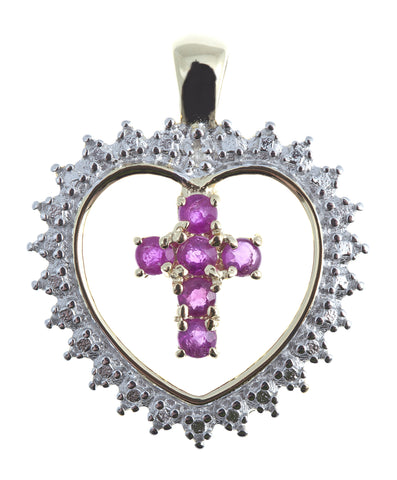 Silver Gold Plated Ruby Cross Pendant