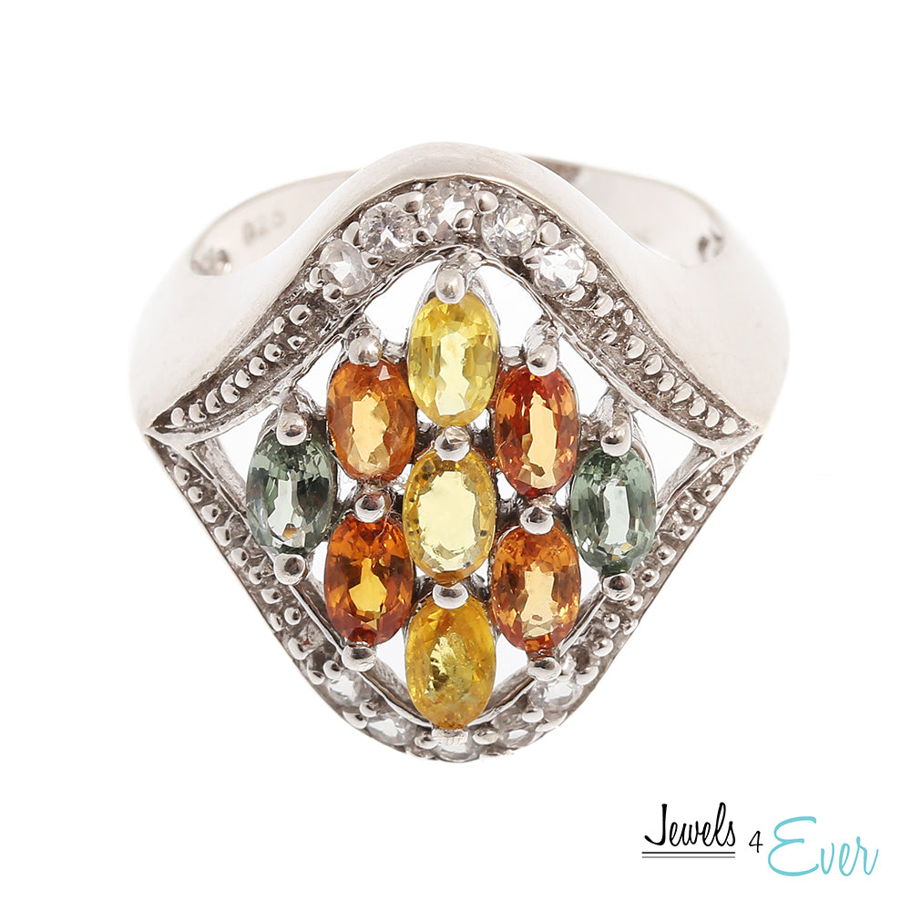 Sterling Silver Ring set with genuine Yellow Sapphire
