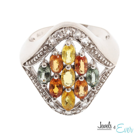 Sterling Silver Ring set with genuine Yellow Sapphire