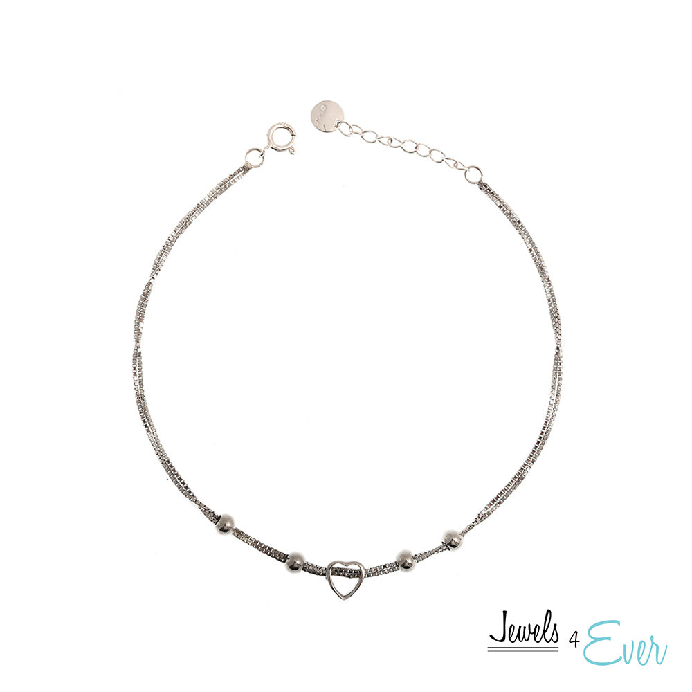 Sterling Silver Sliding Heart Bracelet