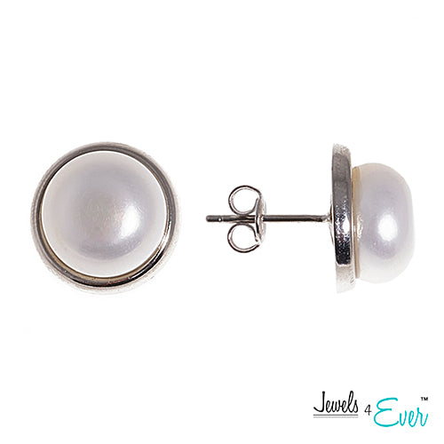 Jewels 4 Ever's Genuine Freshwater Pearls 925 Sterling Silver Earrings