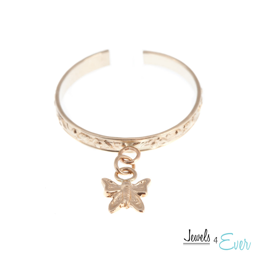 14kt Yellow Gold Butterfly Dangle Toe Ring