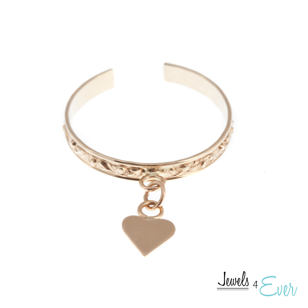 14kt Yellow Gold Heart Charm Dangle Toe Ring
