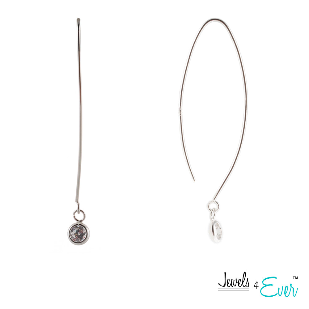 Sterling Silver CZ Drop Earrings