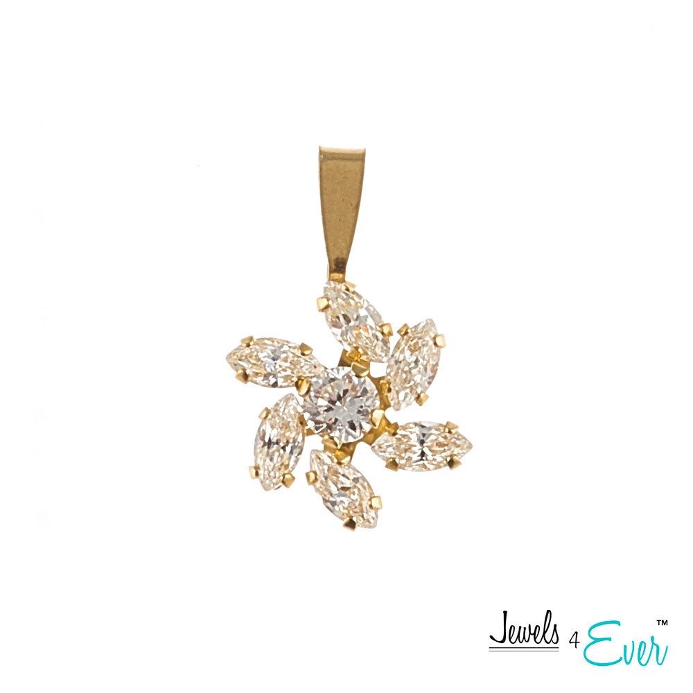 Jewels 4 Ever's Sparkling CZ Starburst 10K Gold Pendant