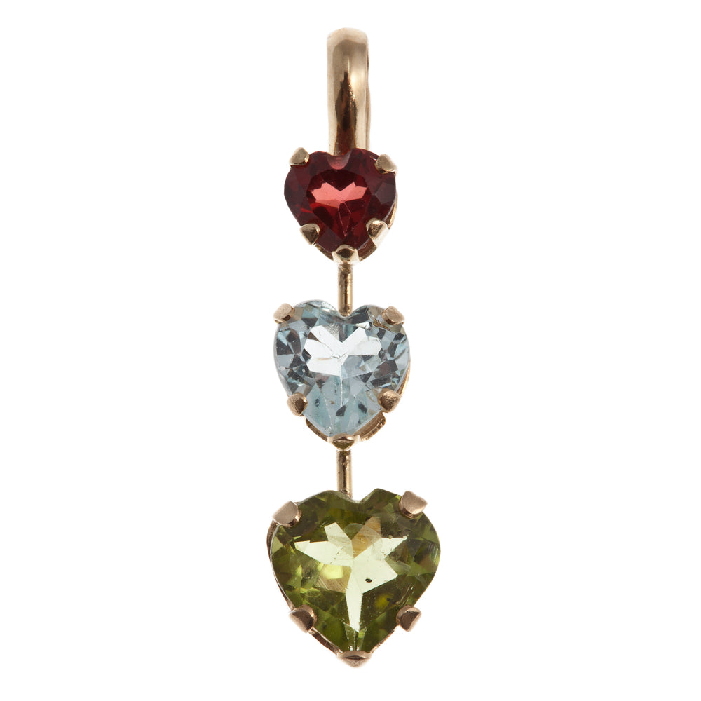 14kt Yellow Gold genuine Mixed Gemstone Journey Pendant