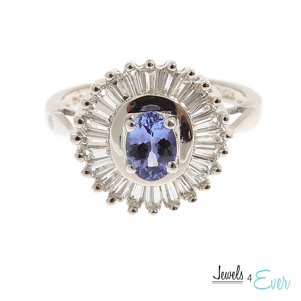 Sterling Silver Ring set with 7 x 5 mm genuine Tanzanite