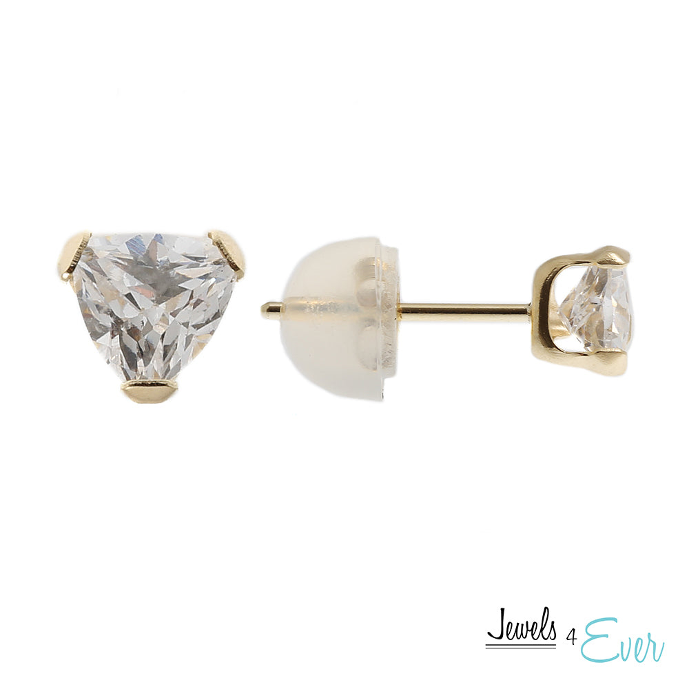 14kt Yellow Gold 4 mm Cubic zirconia stud Earrings