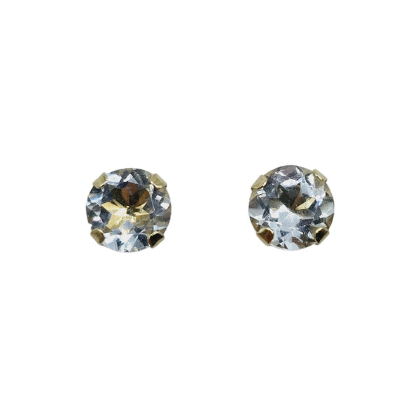 14KT Yellow Gold 4x4mm Genuine Gemstone Stud Earrings