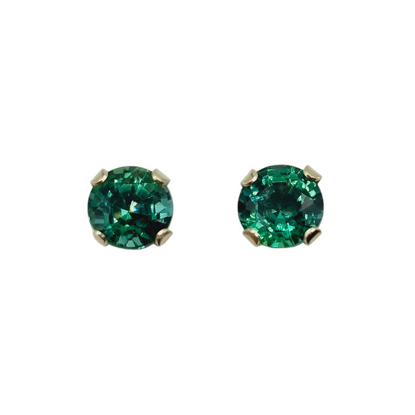 14KT Yellow Gold 4x4mm Genuine Gemstone Stud Earrings