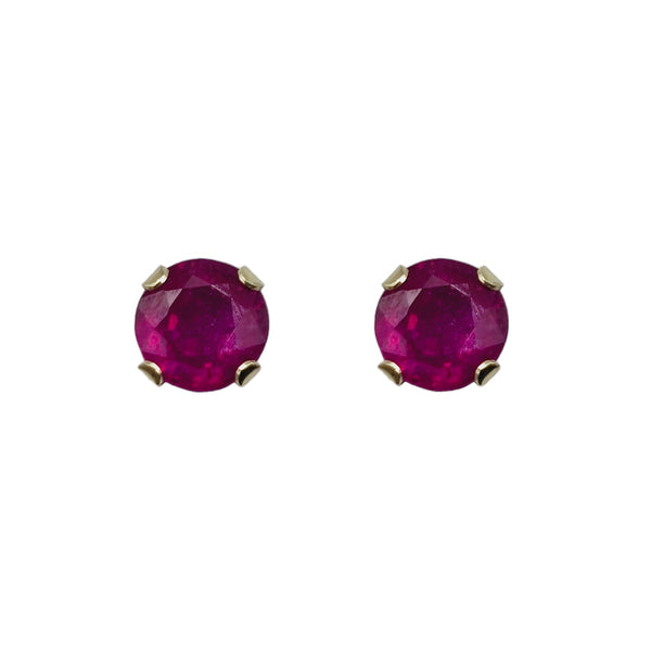 14KT Yellow Gold 4x4mm Genuine Gemstone Stud Earrings