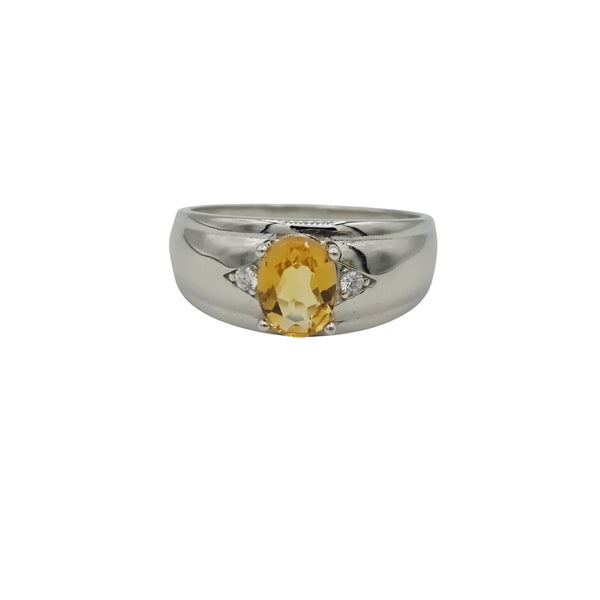 Men's Sterling Silver Ring with Genuine 8x6mm Gemstone
