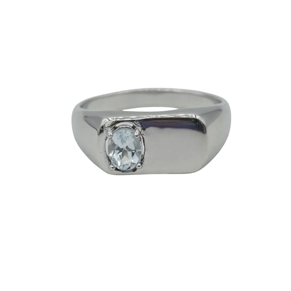Signet Ring with 4x6mm Gemstone