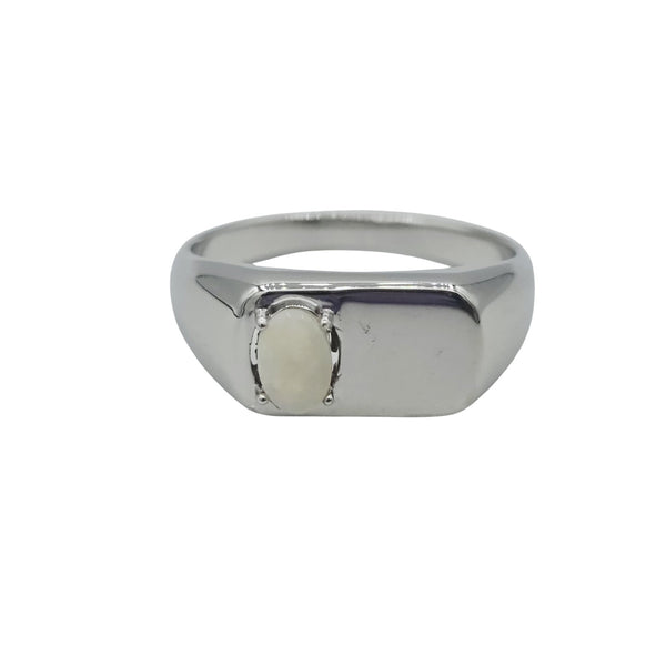 Signet Ring with 4x6mm Gemstone