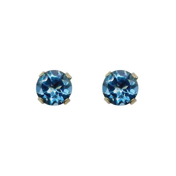 14KT Yellow Gold 4x4mm Genuine Gemstone Stud Earrings
