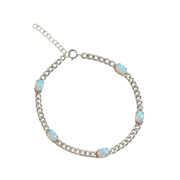 Sterling Silver Bracelet Set With Genuine Gemstone