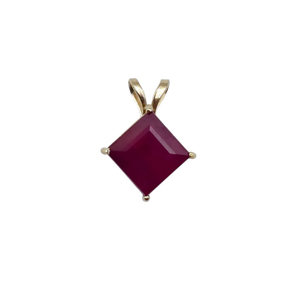 10K Yellow Gold 6x6mm Genuine Gemstone Pendant