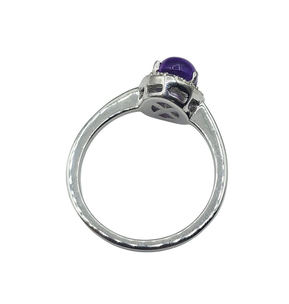 Sterling Silver Ring with Genuine 8x6mm Cabochon Gemstone