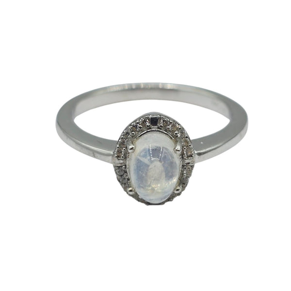 Sterling Silver Ring with Genuine 8x6mm Cabochon Gemstone