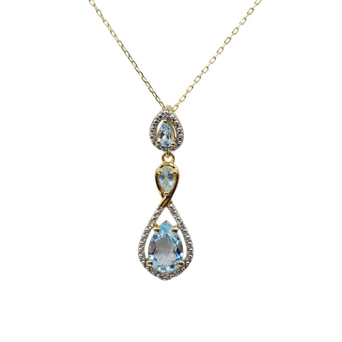 Sterling Silver Blue Topaz 2.5cts Pendant with Chain