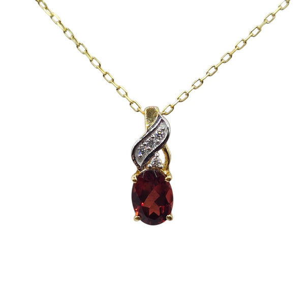 Sterling Silver Garnet 7x5mm Pendant with Chain
