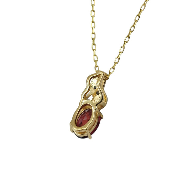 Sterling Silver Garnet 7x5mm Pendant with Chain