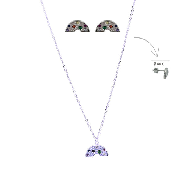 Sterling Silver Set of Necklace and Earrings