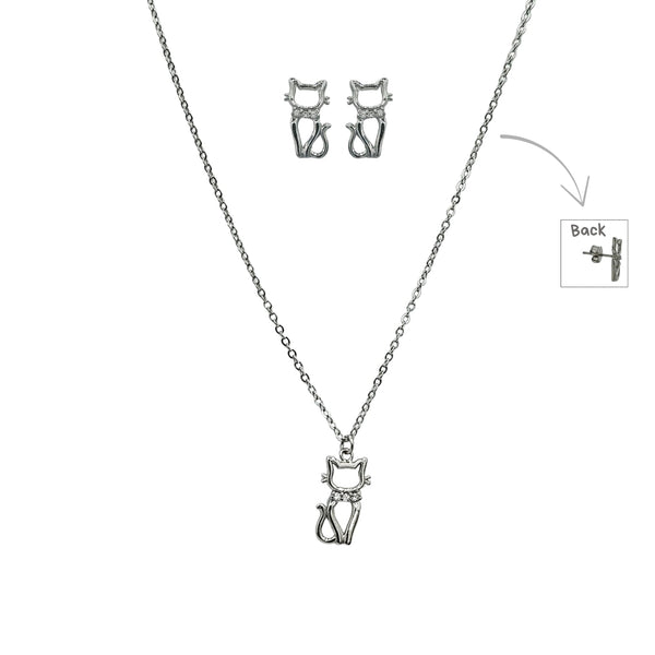Sterling Silver Set of Necklace and Earrings