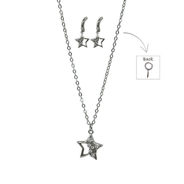 Sterling Silver Set of Necklace and Earrings