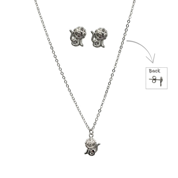 Sterling Silver Set of Necklace and Earrings