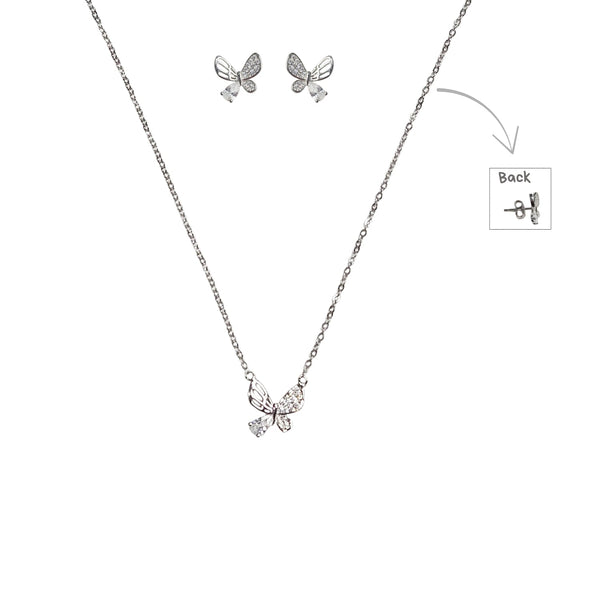 Sterling Silver Set of Necklace and Earrings