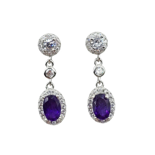 Sterling Silver Genuine Gemstone 6x4mm Earrings