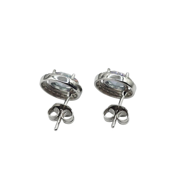 Sterling Silver Earrings and Necklace Set with Genuine Gemstone 7x5mm