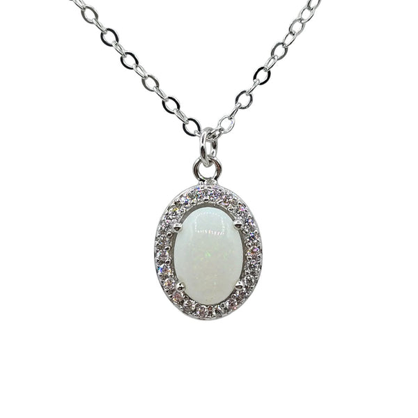 Sterling Silver Earrings and Necklace Set with Genuine Gemstone 7x5mm