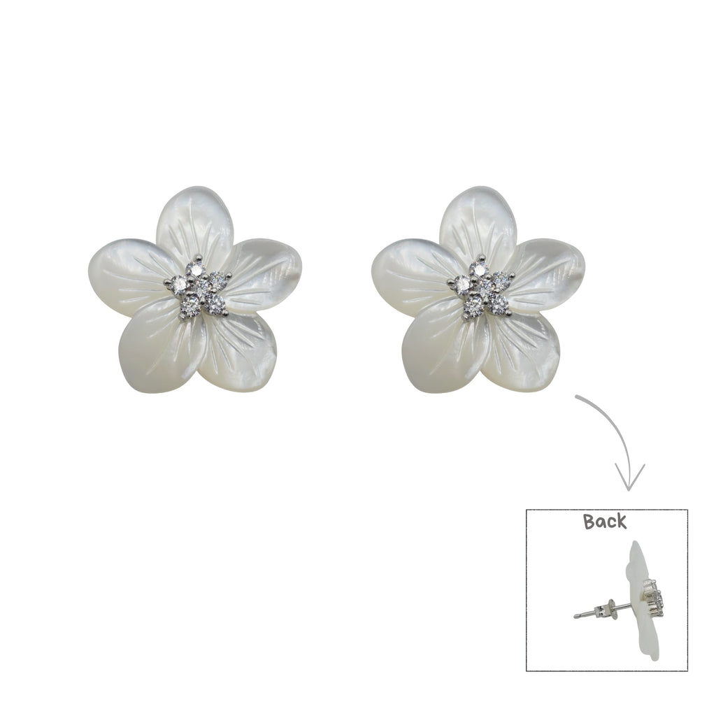 Sterling Silver Carved natural shell earrings in a Bouquet of Colours