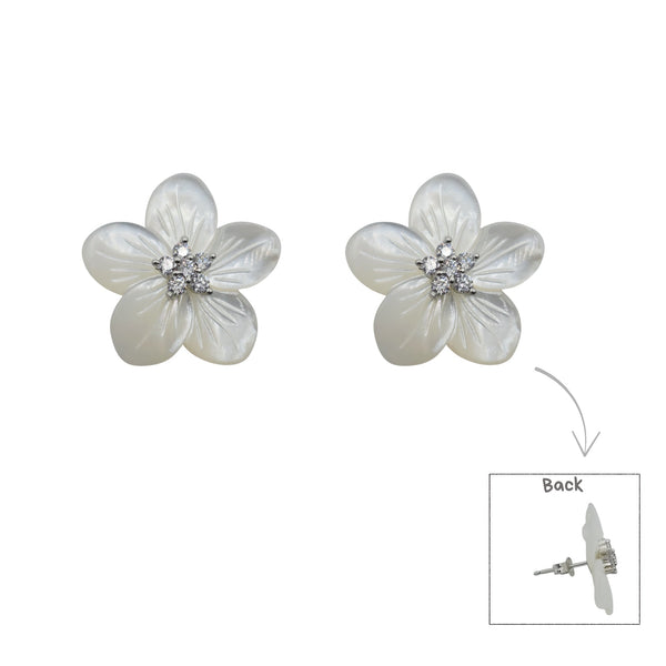 Sterling Silver Carved natural shell earrings in a Bouquet of Colours