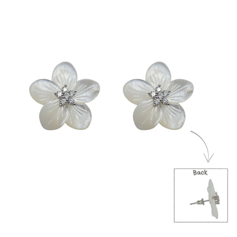 Sterling Silver Carved natural shell earrings in a Bouquet of Colours