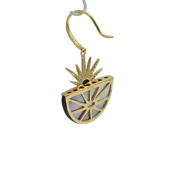 St. Earrings. Rhodium or Gold Plated: MOP, Lapis, Green Agate or Spiny Oyster