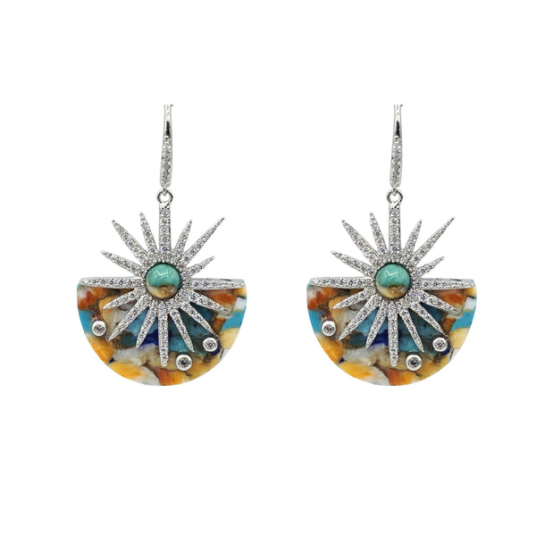 St. Earrings. Rhodium or Gold Plated: MOP, Lapis, Green Agate or Spiny Oyster