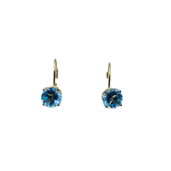 18K Yellow Gold Leverback Earrings with Genuine Gemstone 6x6mm