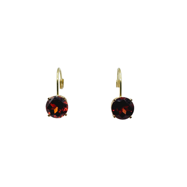 18K Yellow Gold Leverback Earrings with Genuine Gemstone 6x6mm
