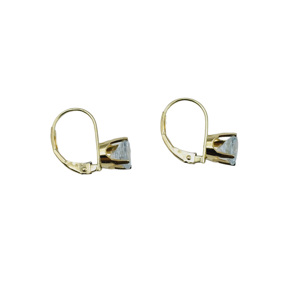 18K Yellow Gold Leverback Earrings with Genuine Gemstone 6x6mm