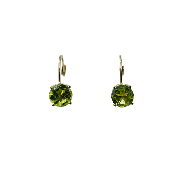 18K Yellow Gold Leverback Earrings with Genuine Gemstone 6x6mm