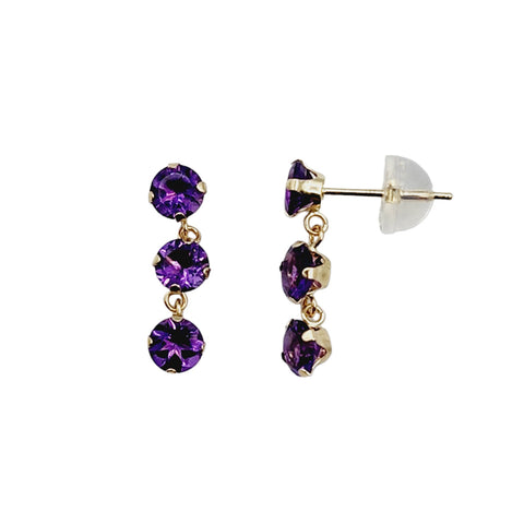 14K Yellow Gold 6 Genuine Gemstones 4x4mm Stud Earrings