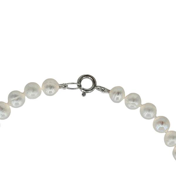 Sterling Silver Graduated Genuine Freshwater Pearls 7-9mm Necklace